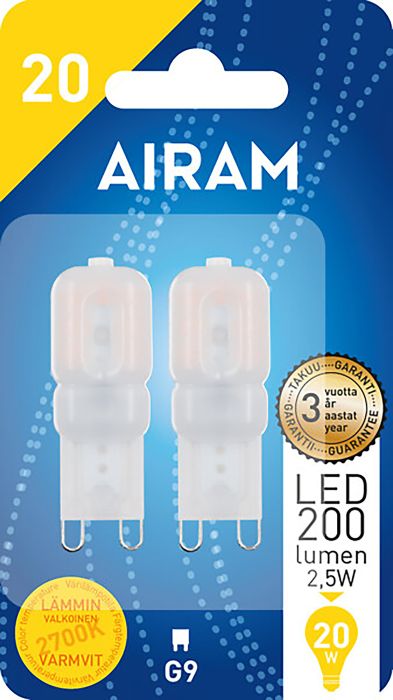 LED-lamp Airam PO 827 180 lm 2 W G9 2700 K 2 tk