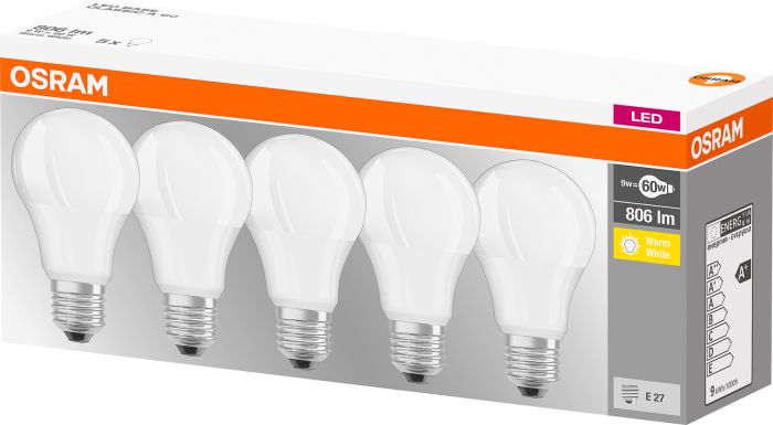 LED-lambid Osram Classic A60 9 W 827 E27 5 tk