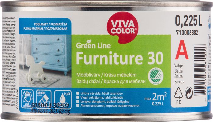 Mööblivärv Vivacolor Green Line Furniture 30 A valge 0,225 l