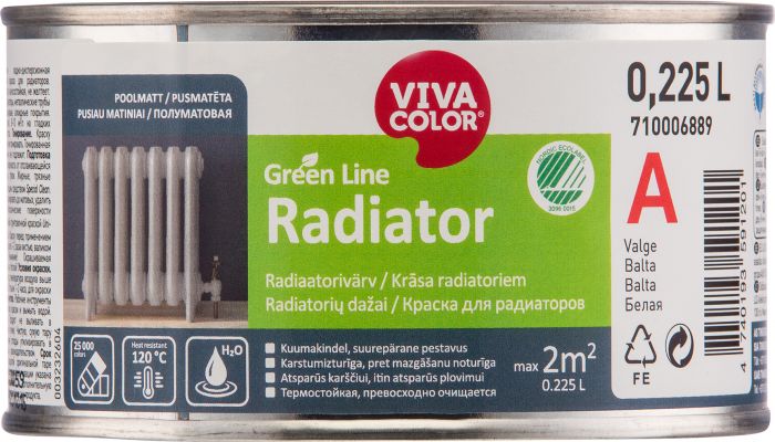 Radiaatorivärv Vivacolor Green Line Radiator A 0,225 l valge