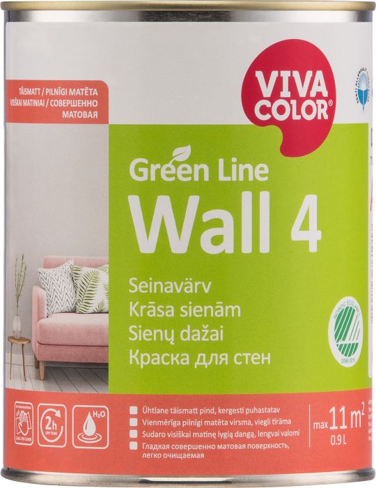 Seinavärv Vivacolor Green Line Wall 4 A valge