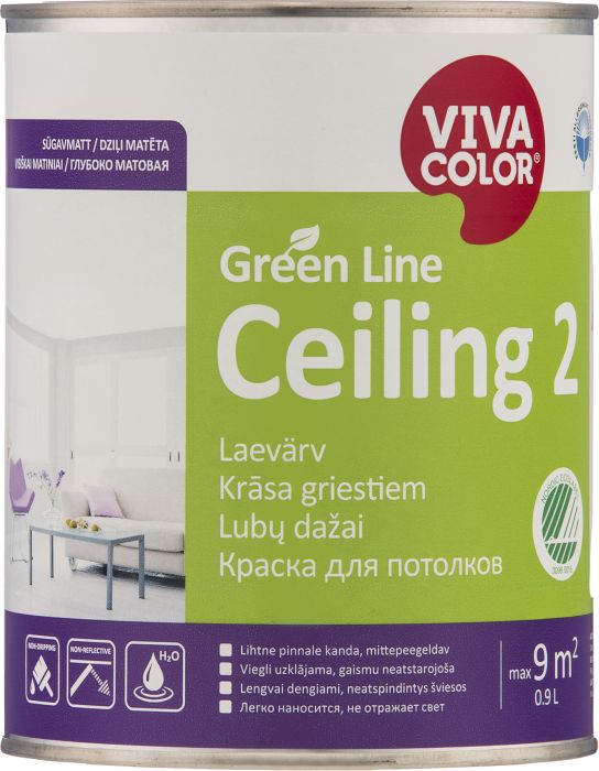 Laevärv Vivacolor Green Line Ceiling 2 AP valge 0,9 l