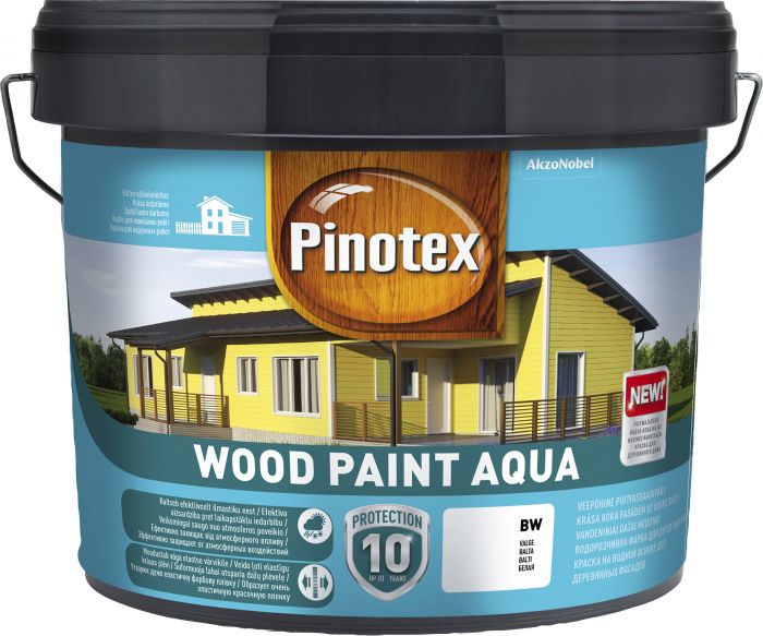 Puitfassaadivärv Pinotex Wood Paint Aqua 9 l, valge