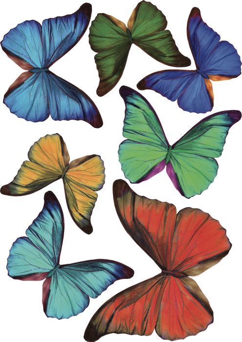 Seinakleebis Plage 3D Värvilised liblikad