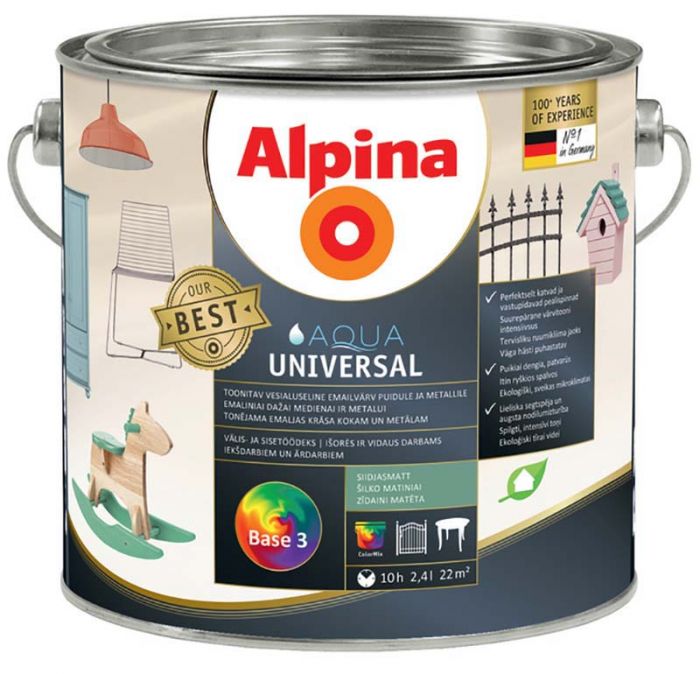 Vesialuseline emailvärv Alpina Aqua Universal siidmatt 2,4 l