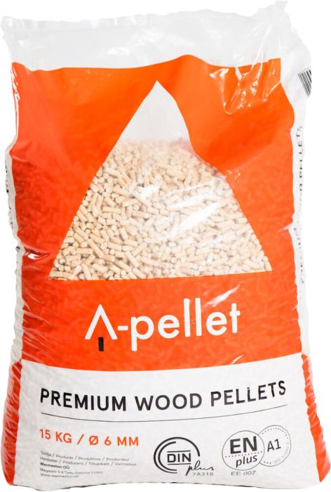Puidupelletid A-pellet Premium 6 mm 15 kg