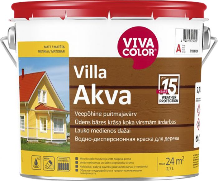 Puitmajavärv Vivacolor Villa Akva A valge 2,7 l