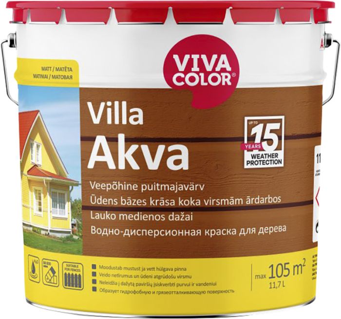 Puitmajavärv Vivacolor Villa Akva A valge 11,7 l