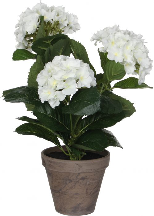 Kunstlill hortensia potis Ø 13,5 cm, valge