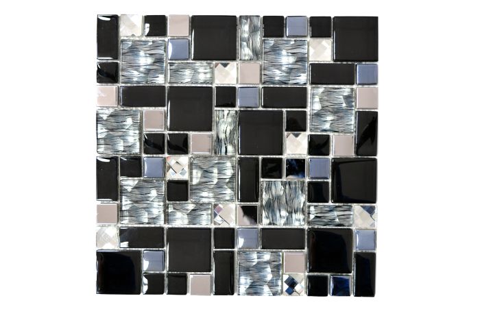 Mosaiikplaat HuH Crystal Mix must/metall 30,5 x 30,5 cm
