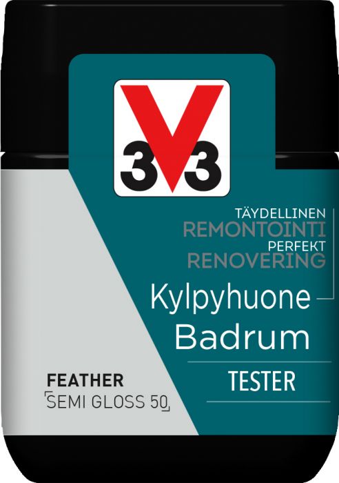 Keraamiliste plaatide värv V33 Kylpyhuone Feather tester
