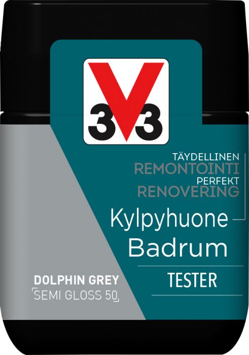 Keraamiliste plaatide värv V33 Kylpyhuone Dolphin Grey tester