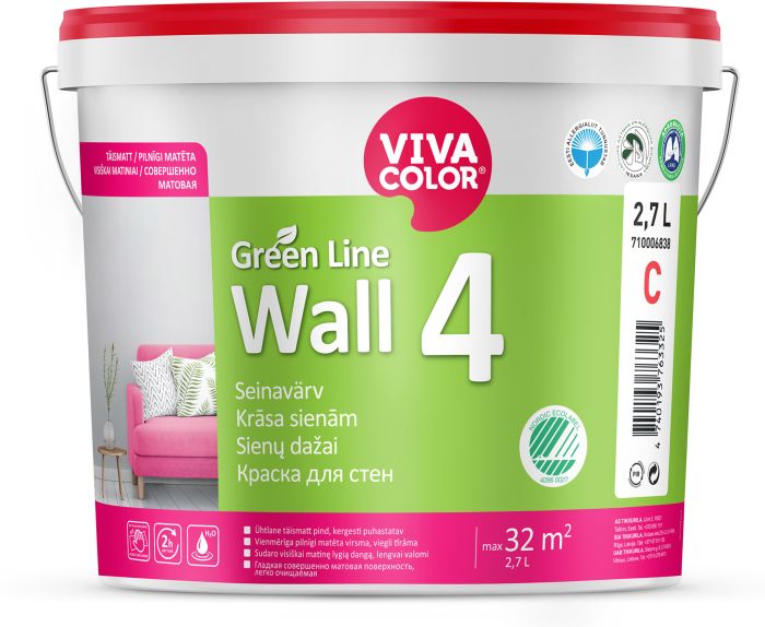 Seinavärv Vivacolor Green Line Wall 4 2,7 l