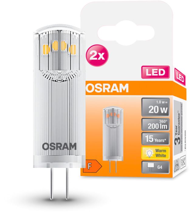 LED-lamp Osram PIN 20 300 ° 1,8 W/2700 K G4 2 tk