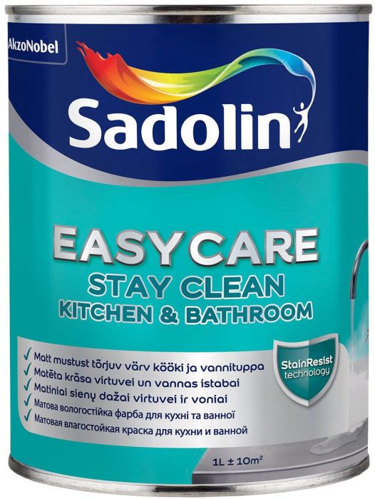 Köögi- ja vannitoa seinavärv Sadolin EasyCare Kitchen & Bathroom BW valge 1 l