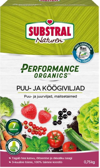 Väetis Substral puu-, köögivilja- ja maitsetaimedele Performance Organics™ 750 g