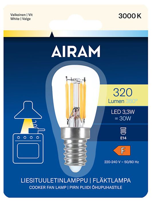 LED-lamp Airam T26 830 320 lm 3,3 W E14