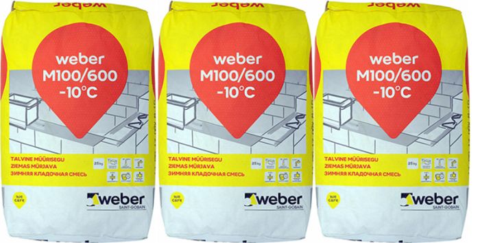 3 kotti Müürisegu Weber M100/600 25 kg talvine