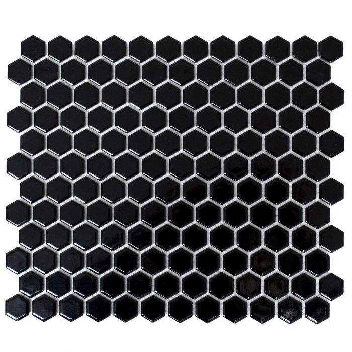 Mosaiik Hexagon must 26 x 30 cm Läikiv