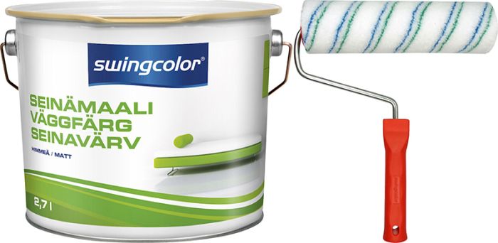 Seinavärv swingcolor 7 2,7 l ja värvirull käepidemega Swingcolor Komfort 25 cm
