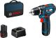 Akukruvikeeraja Bosch GSR, 12 V + 2 x 2 Ah