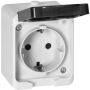 Pistikupesa kaitsmega 1-ne 2P+E, IP54 valge/must