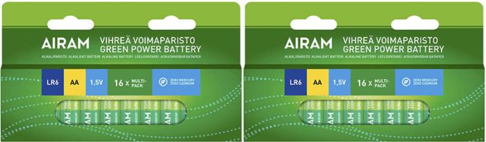 2 pakki Green Power Airam leelispatareid LR6 AA 16/BX