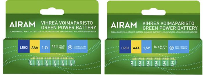2 pakki Green Power Airam leelispatareid LR03 AAA 16/BX