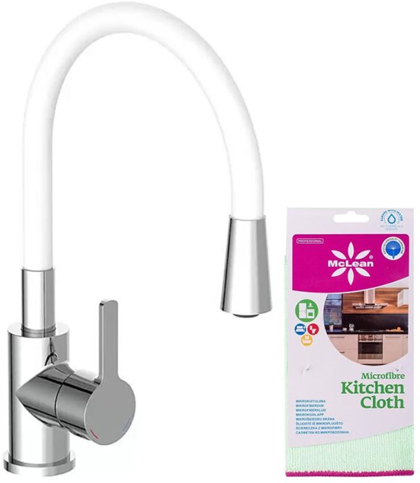 Köögisegisti Flexo valge ja  McLean köögi puhastuslapp 40 × 40 cm
