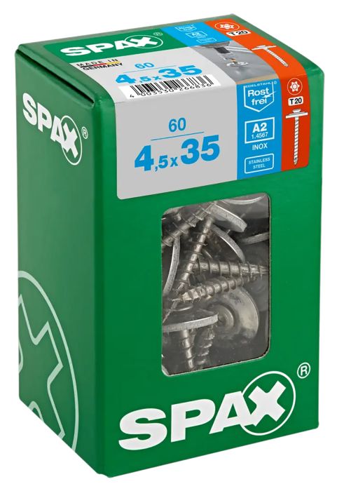 Katusekruvi seibiga Spax RST A2 4,5 x 35 mm 60 tk
