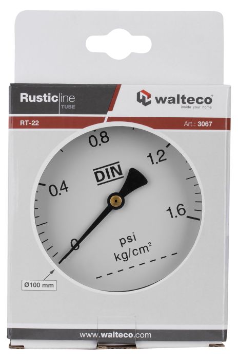 Manomeeter Walteco RT-22 must Ø 100 mm