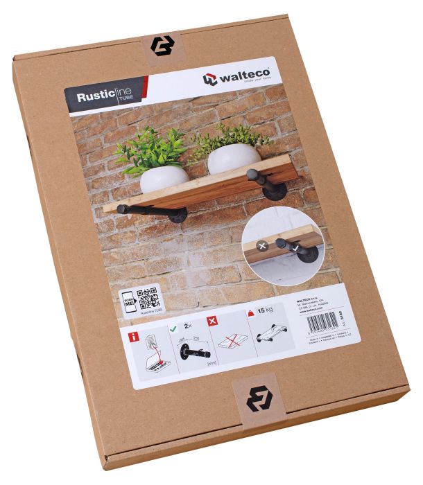 Riiulikanduri komplekt Walteco Rusticline Tube must