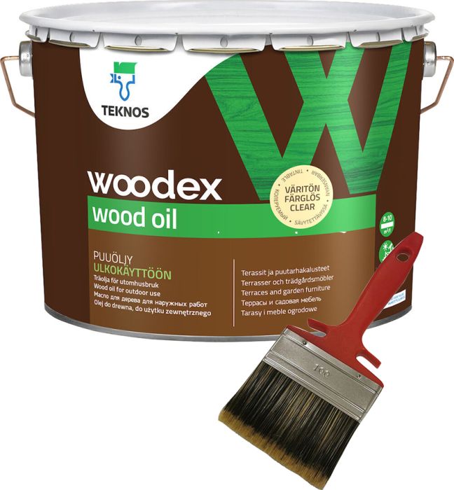 Puiduõli Teknos Woodex Wood Oil, värvitu 2,7 l + Pintsel Swingcolor 100 mm