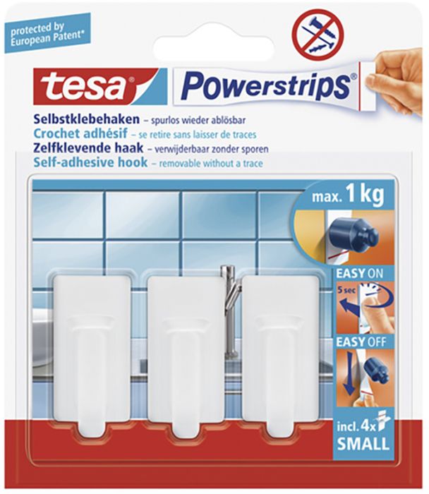Nagi tesa® Powerstrips Classic valge 3 tk