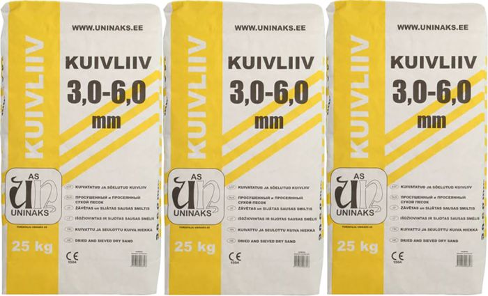 3 kotti kuivliiva Uninaks 3,0-6,0 mm 25 kg