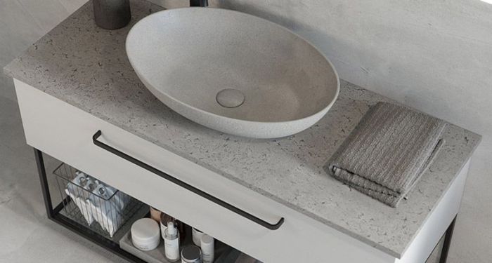 Valamu töötasapind Camargue Skärgård IQ 199,1 cm hall/kahe avaga