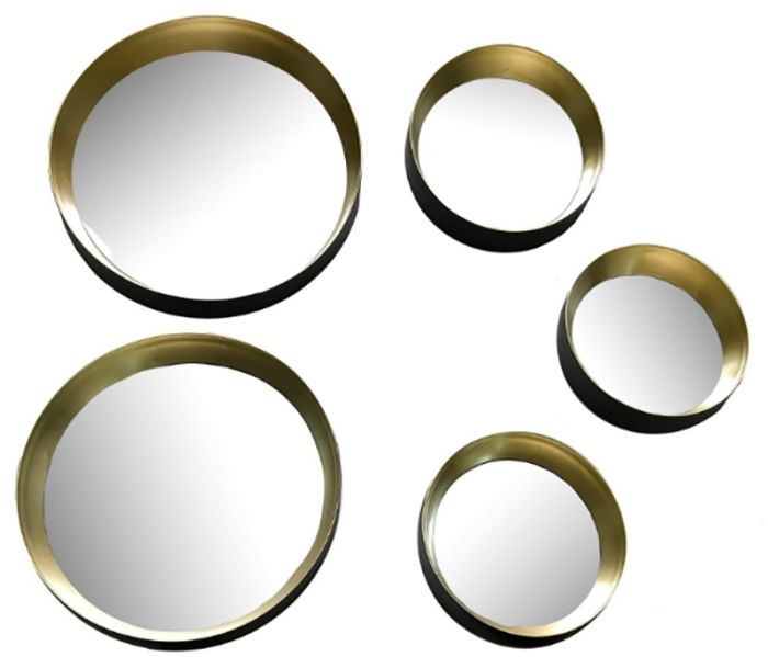 Peeglikomplekt Trio Lia 5 tk/pk, must/kuldne