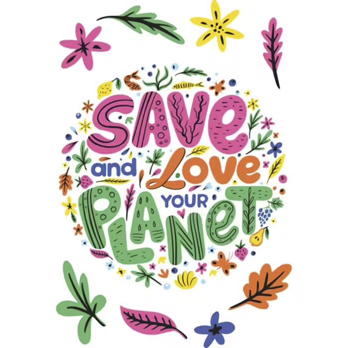 Sisustuskleebis Save the Planet 48 x 68 cm