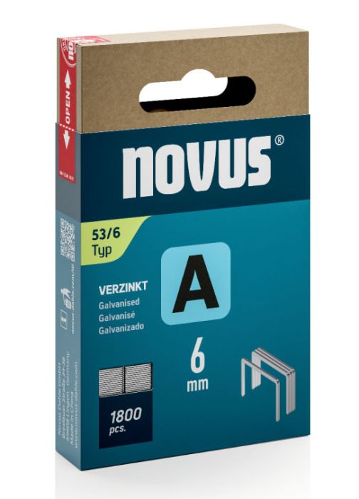 Klambrid Novus A53/6 mm tsingitud 1800 tk