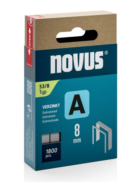 Klambrid Novus A53/8 mm tsingitud 1800 tk