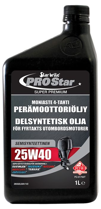 Mitmeastmeline 4-taktilise päramootori õli SAE 25W40 Star brite 1 l