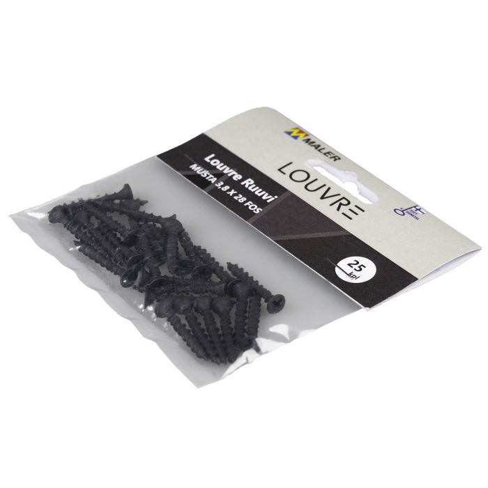 Kruvi Maler Louvre FOS must metall 3,8 x 28 mm 25 tk