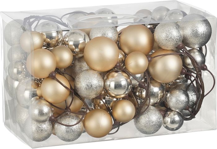 Jõulukuusepallide vanik 180 cm, kuldne/hõbedane