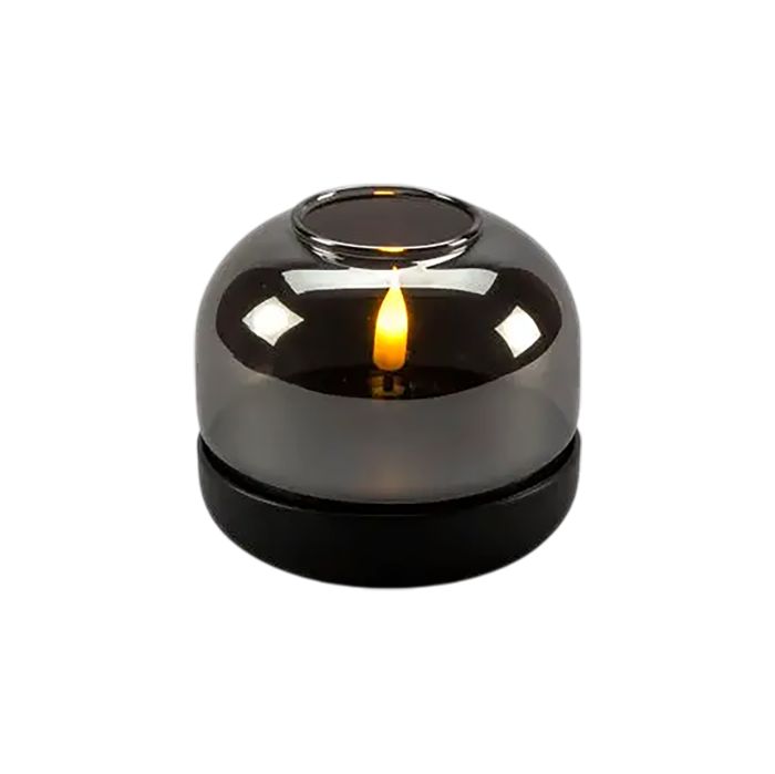 Lauakaunistus Konstsmide LED-küünal mattmust/suitsuklaas Ø 8,5 cm