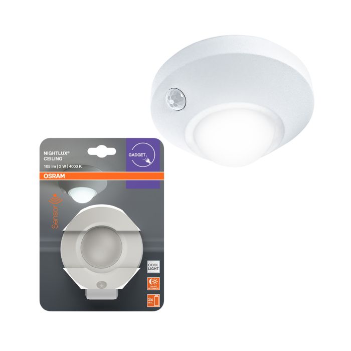 Liikumisanduriga valgusti Osram Nightlux Ceiling valge Ø 8,6 cm IP20