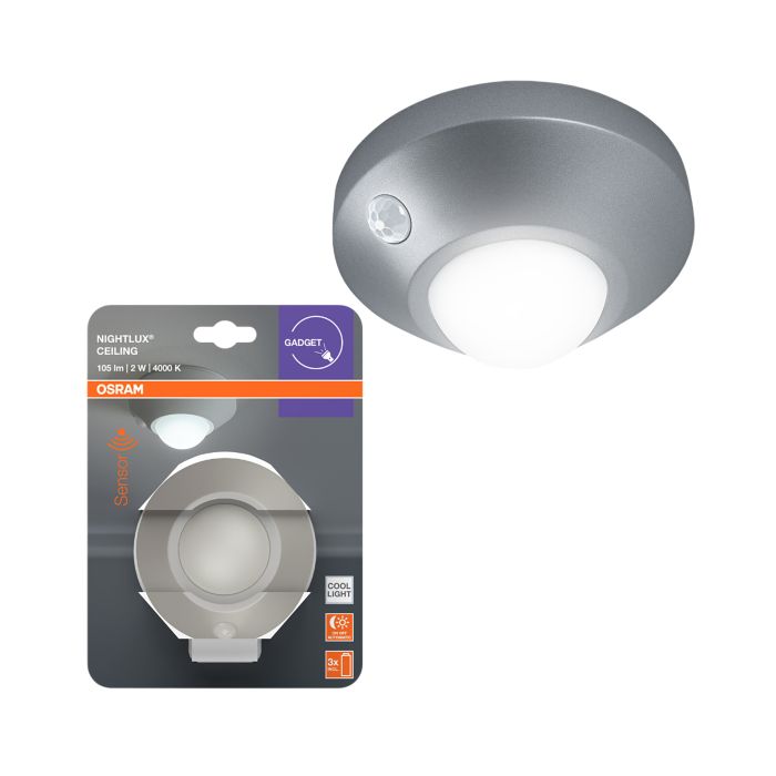 Liikumisanduriga valgusti Osram Nightlux Ceiling hõbe Ø 8,6 cm IP20