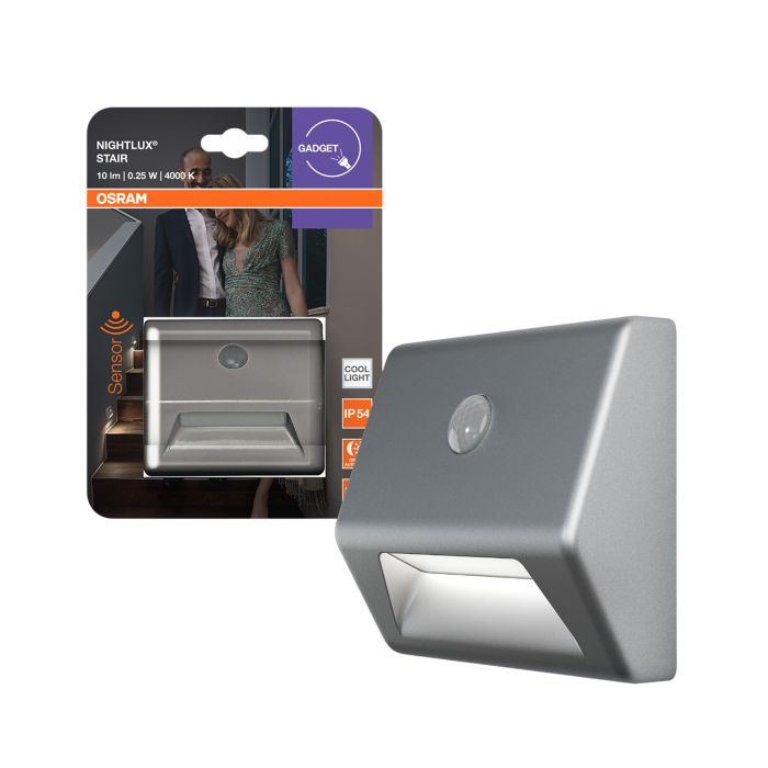 Liikumisanduriga valgusti Nightlux Stair hõbe 8,4 x 7,3 cm IP54