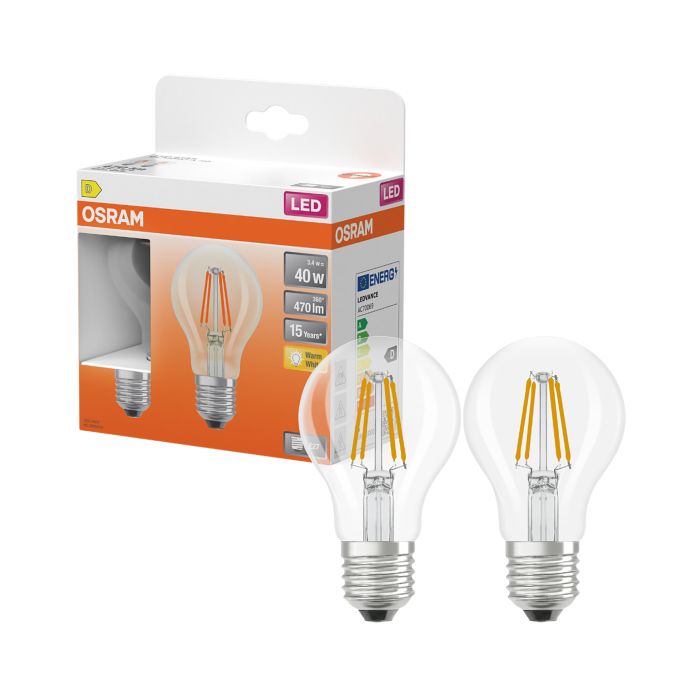 LED-lamp Osram Star Classic A40 E27 3,4 W 470 lm 2700 K kirgas 2 tk/pk