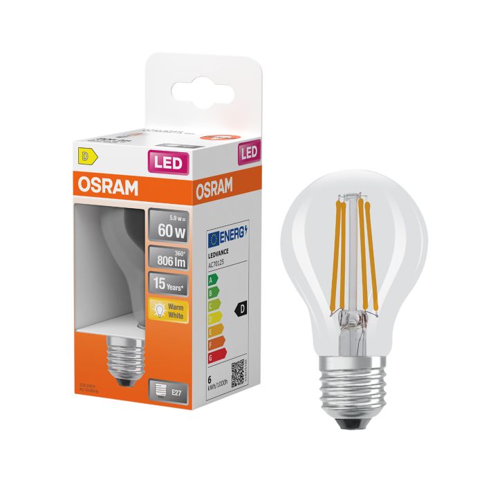 LED-lamp Osram Star Classic A60 E27 5,9 W 806 lm 2700 K kirgas 1 tk/pk