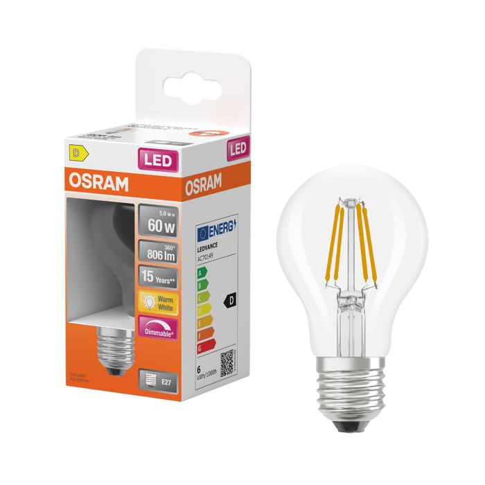 LED-lamp  Osram Star Classic A60 DIM E27 5,9 W 806 lm 2700 K kirgas 1 tk/pk